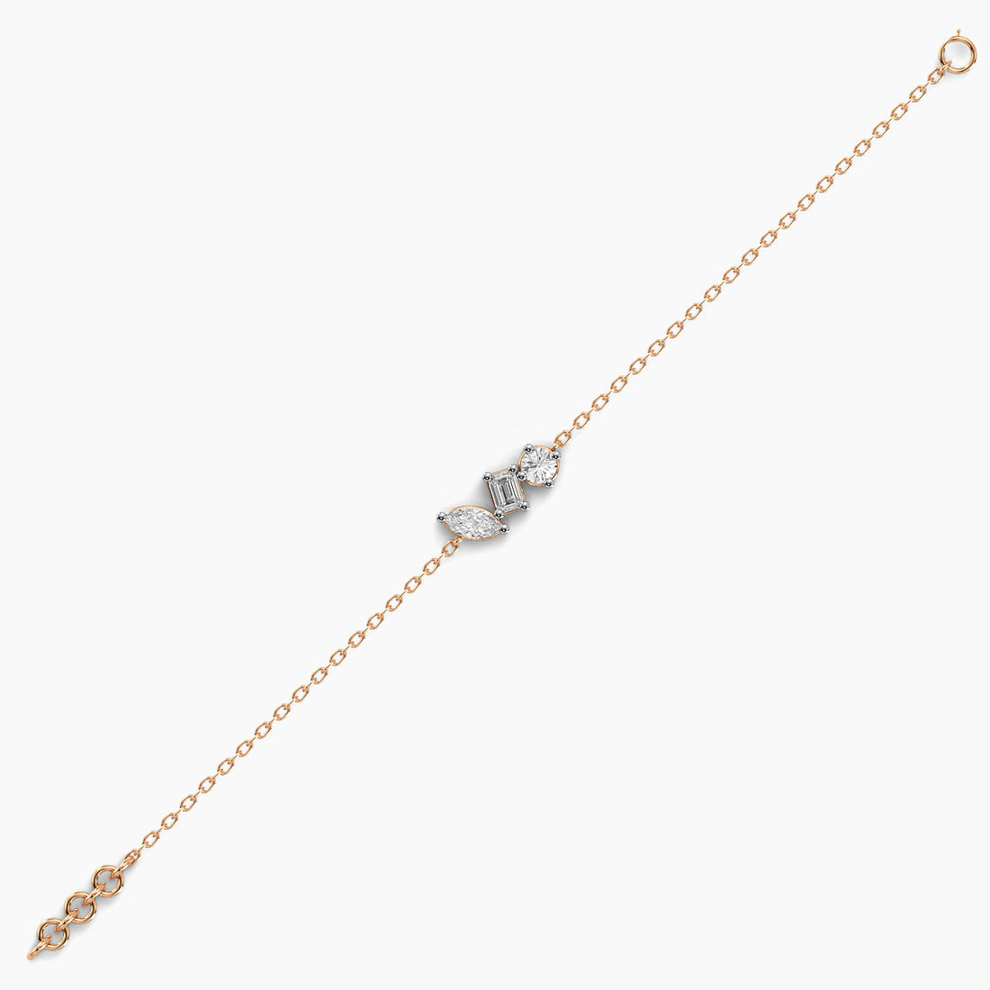 Trinity Spark Bracelet - Standard View in Rose Gold - Diamond Bracelet by Moena