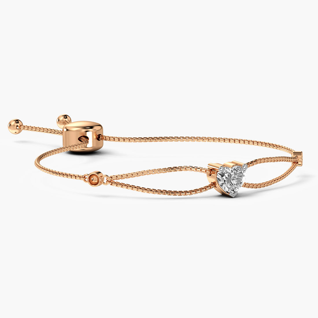 Heartline Spark Bracelet - 3D View in Rose Gold - Diamond Bracelet by Moena