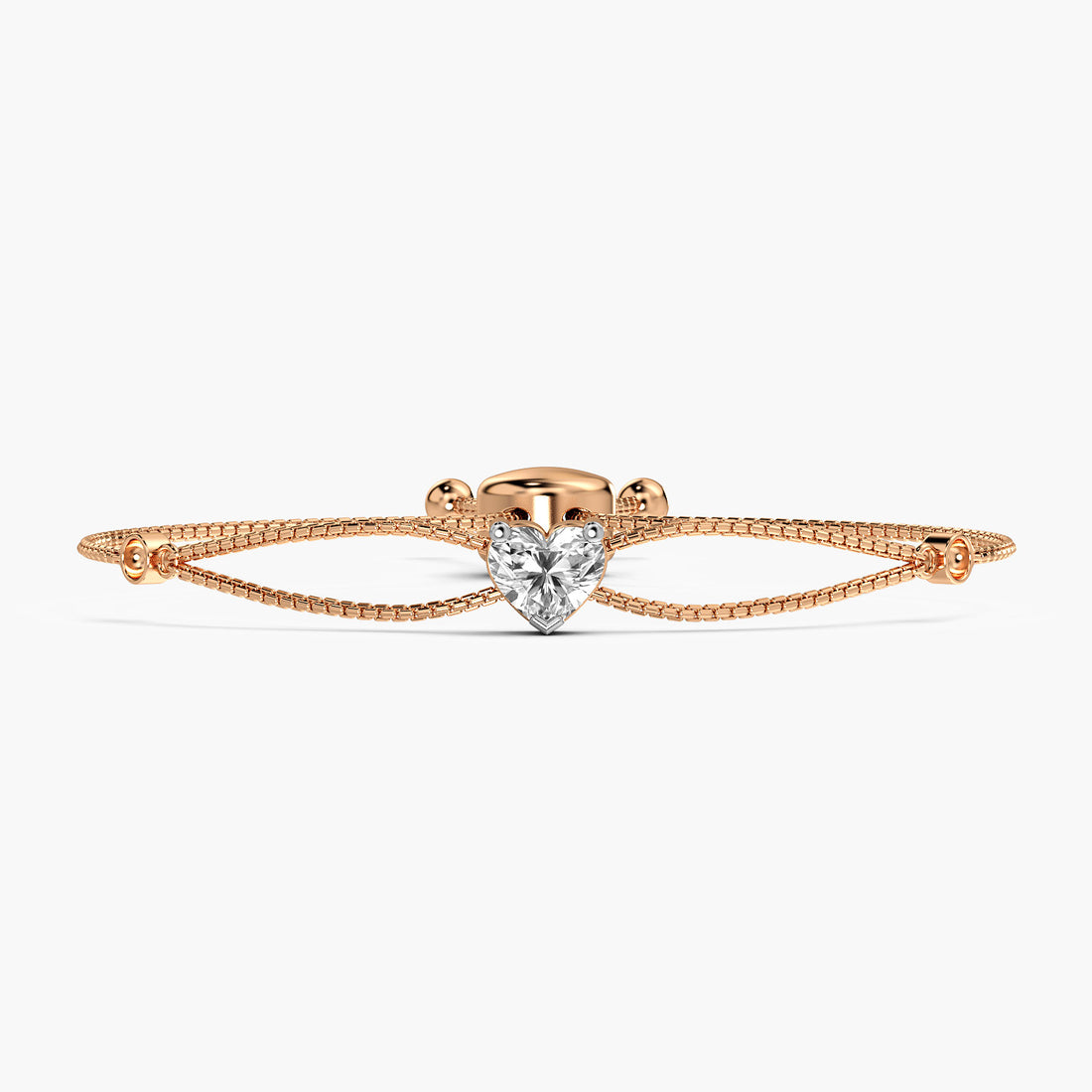 Heartline Spark Bracelet - Top View in Rose Gold - Diamond Bracelet by Moena
