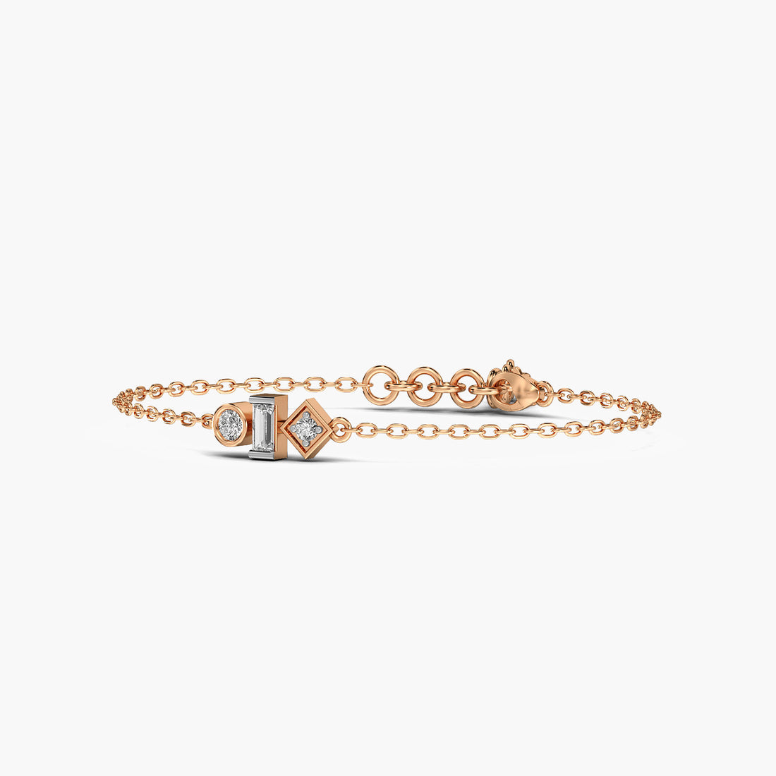 Eternal Trio Bracelet - 3D View in Rose Gold - Diamond Bracelet by Moena