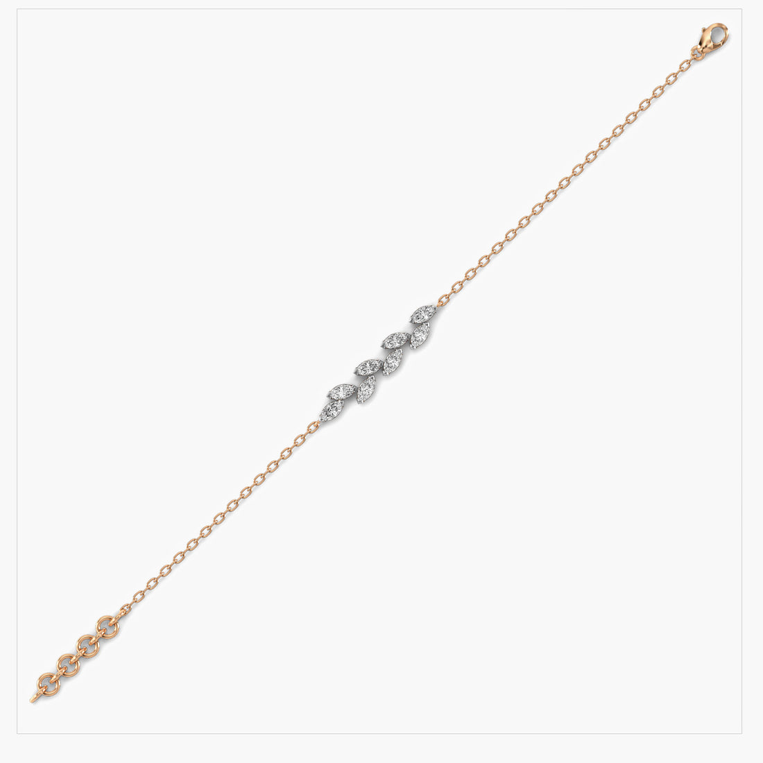 Petal Harmony - Side View in Rose Gold - Diamond Bracelet by Moena