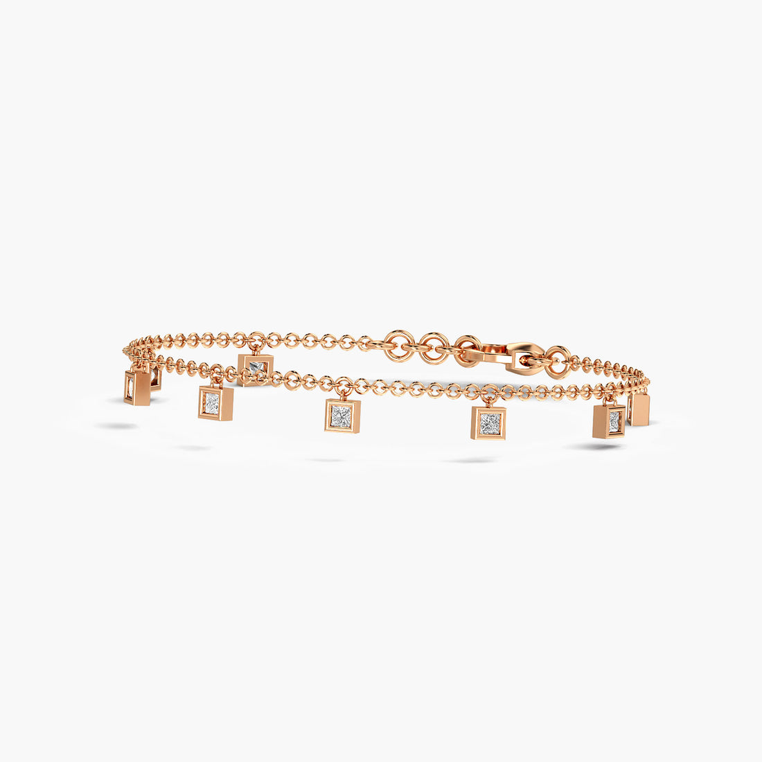 Aarohi Bracelet - 3D View in Rose Gold - Diamond Bracelet by Moena