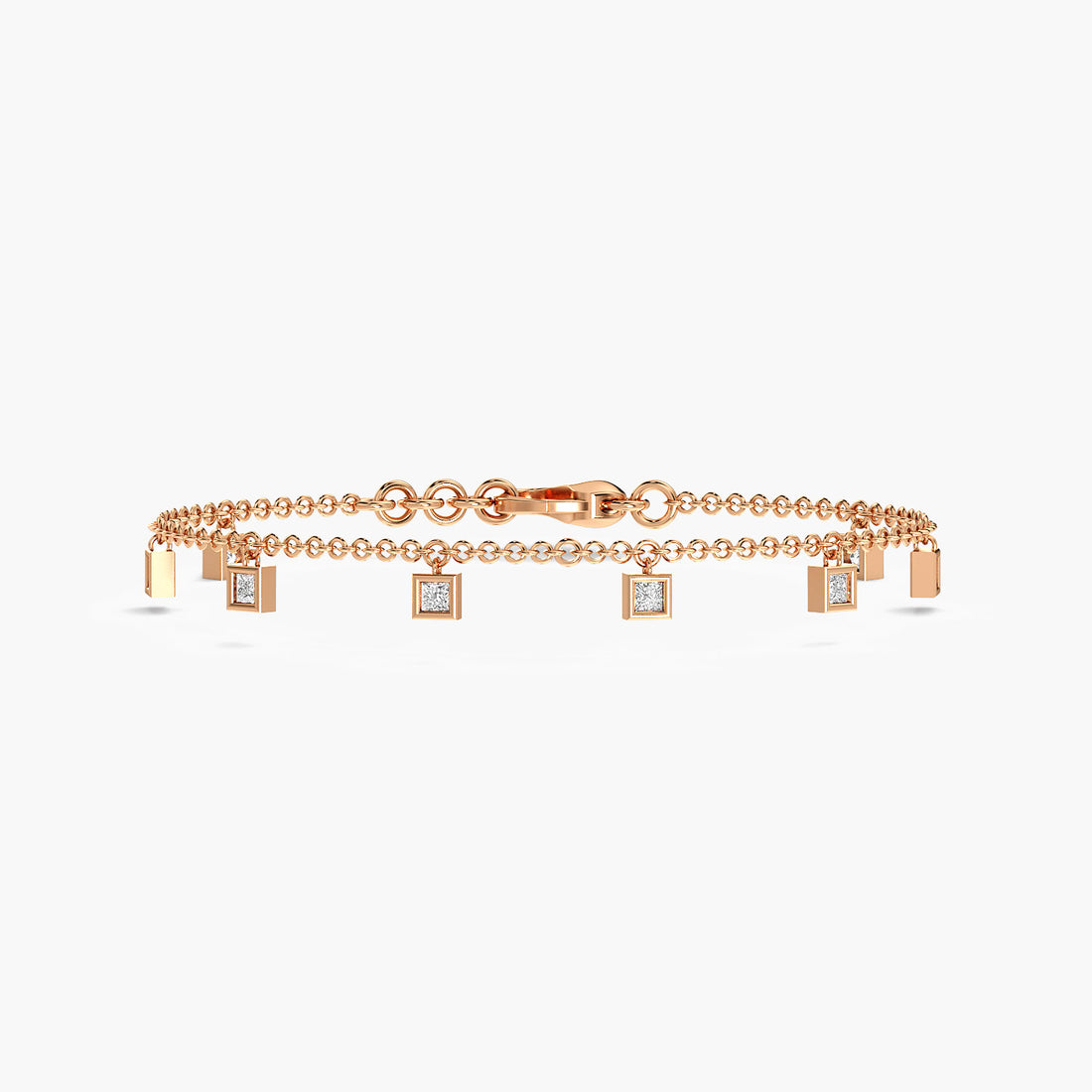 Aarohi Bracelet - Top View in Rose Gold - Diamond Bracelet by Moena