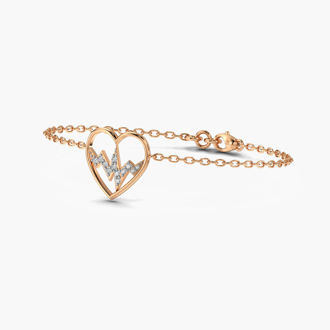 Pulse of Love Bracelet - 3D View in Rose Gold - Diamond Bracelet by Moena