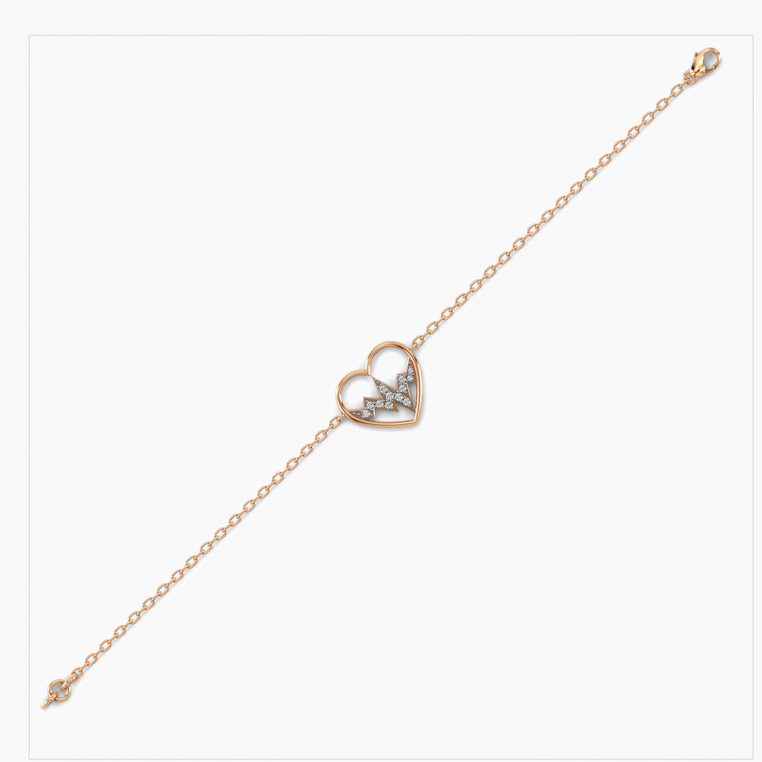 Pulse of Love Bracelet - Side View in Rose Gold - Diamond Bracelet by Moena
