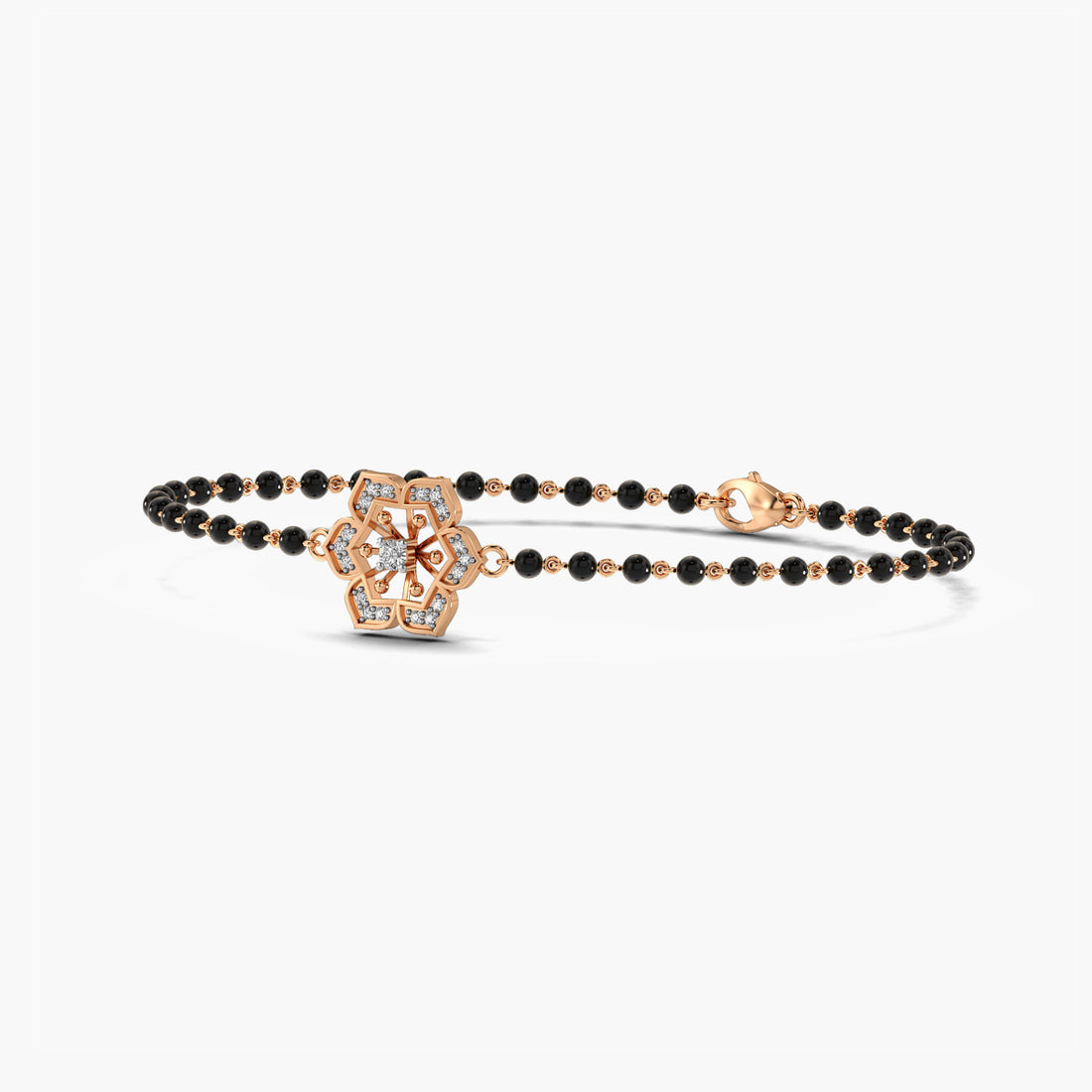 Blooming Vows Mangalsutra - 3D View in Rose Gold - Diamond Bracelet by Moena