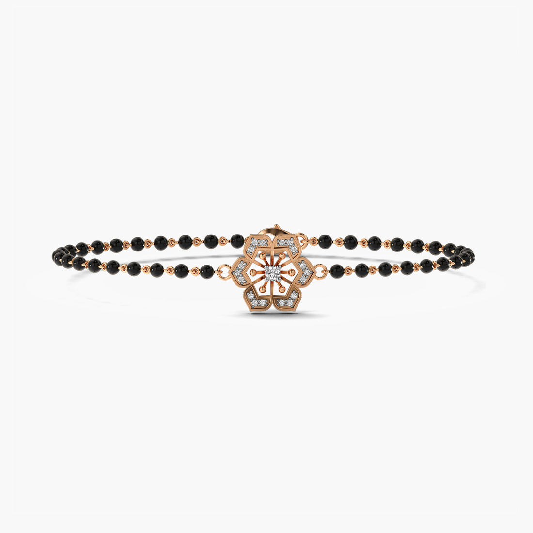 Blooming Vows Mangalsutra - Top View in Rose Gold - Diamond Bracelet by Moena