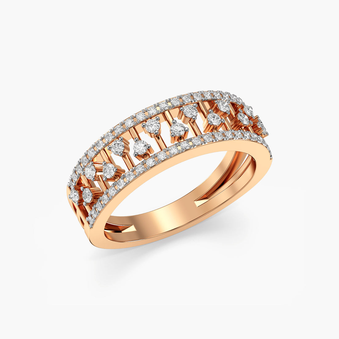 Starlit Harmony Band - 3D View in Rose Gold - Diamond Ring by Moena