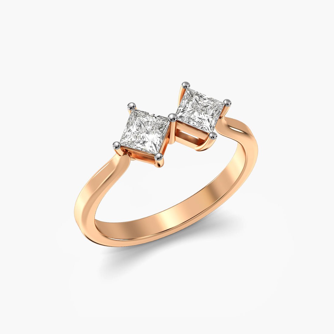 Cushion Harmony - 3D View in Rose Gold - Cushion Diamond Ring by Moena