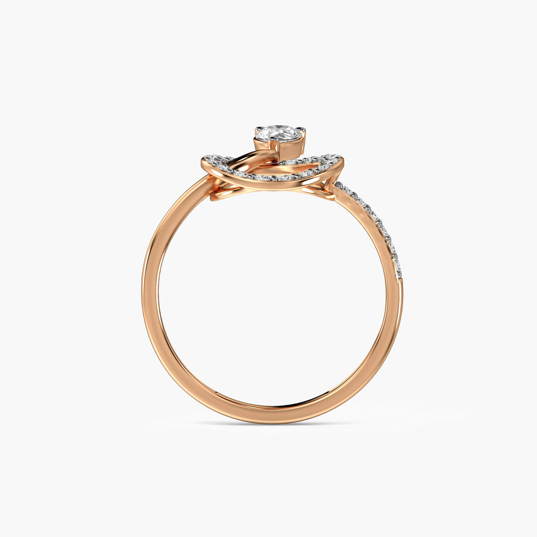 Orbit Bloom Diamond Ring - Front View in Rose Gold - Diamond Ring by Moena