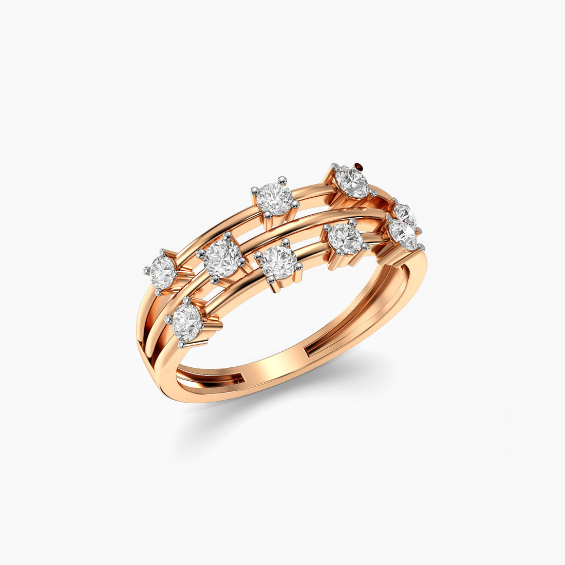 Skyline Baguette Ring - 3D View in Rose Gold - Baguette Diamond Ring by Moena