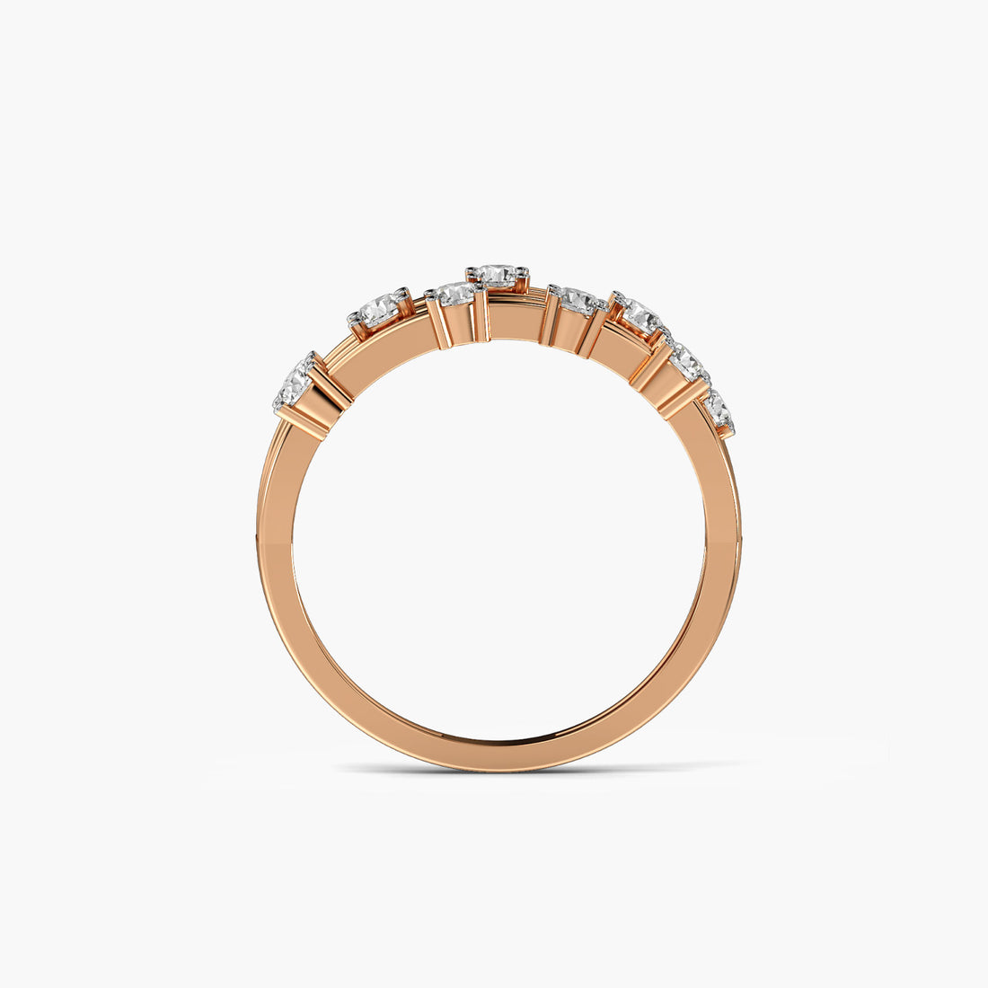 Skyline Baguette Ring - Front View in Rose Gold - Baguette Diamond Ring by Moena
