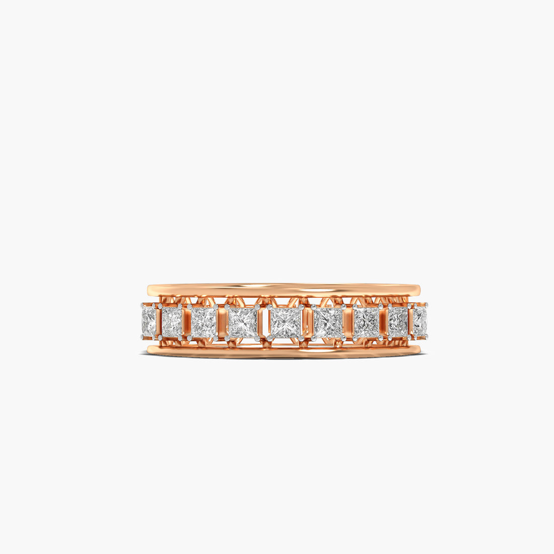 Lattice Glow Band - Top View in Rose Gold - Diamond Ring by Moena