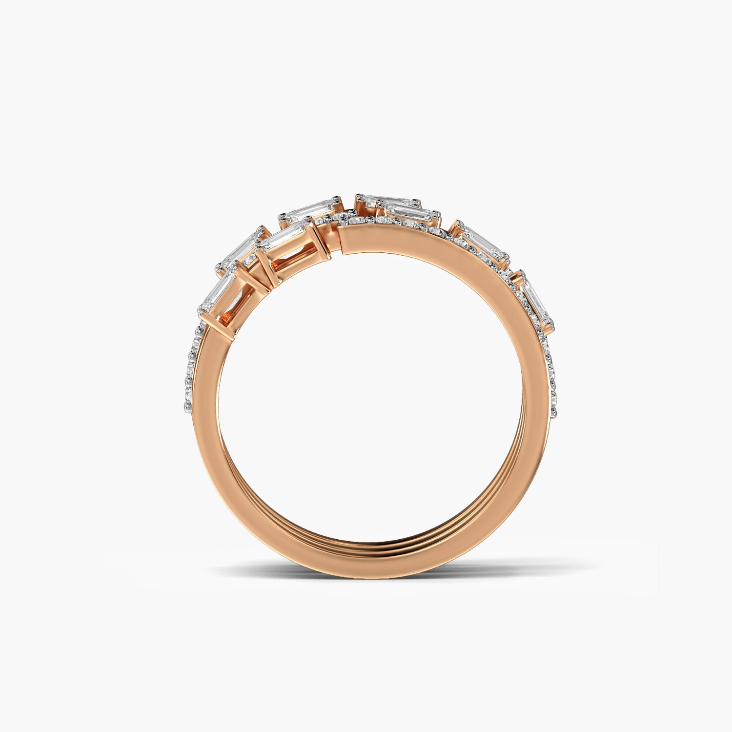 Trio Glam Band - Front View in Rose Gold - Diamond Ring by Moena