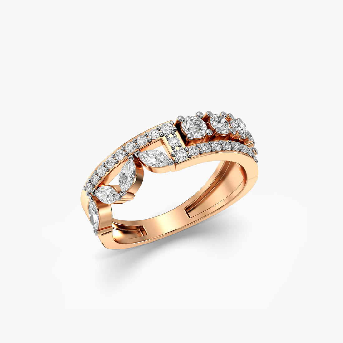 Garden Shine Ring - 3D View in Rose Gold - Diamond Ring by Moena