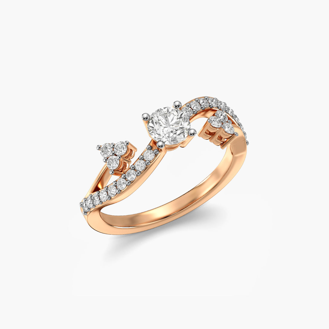 Whirl Bloom Ring - 3D View in Rose Gold - Diamond Ring by Moena