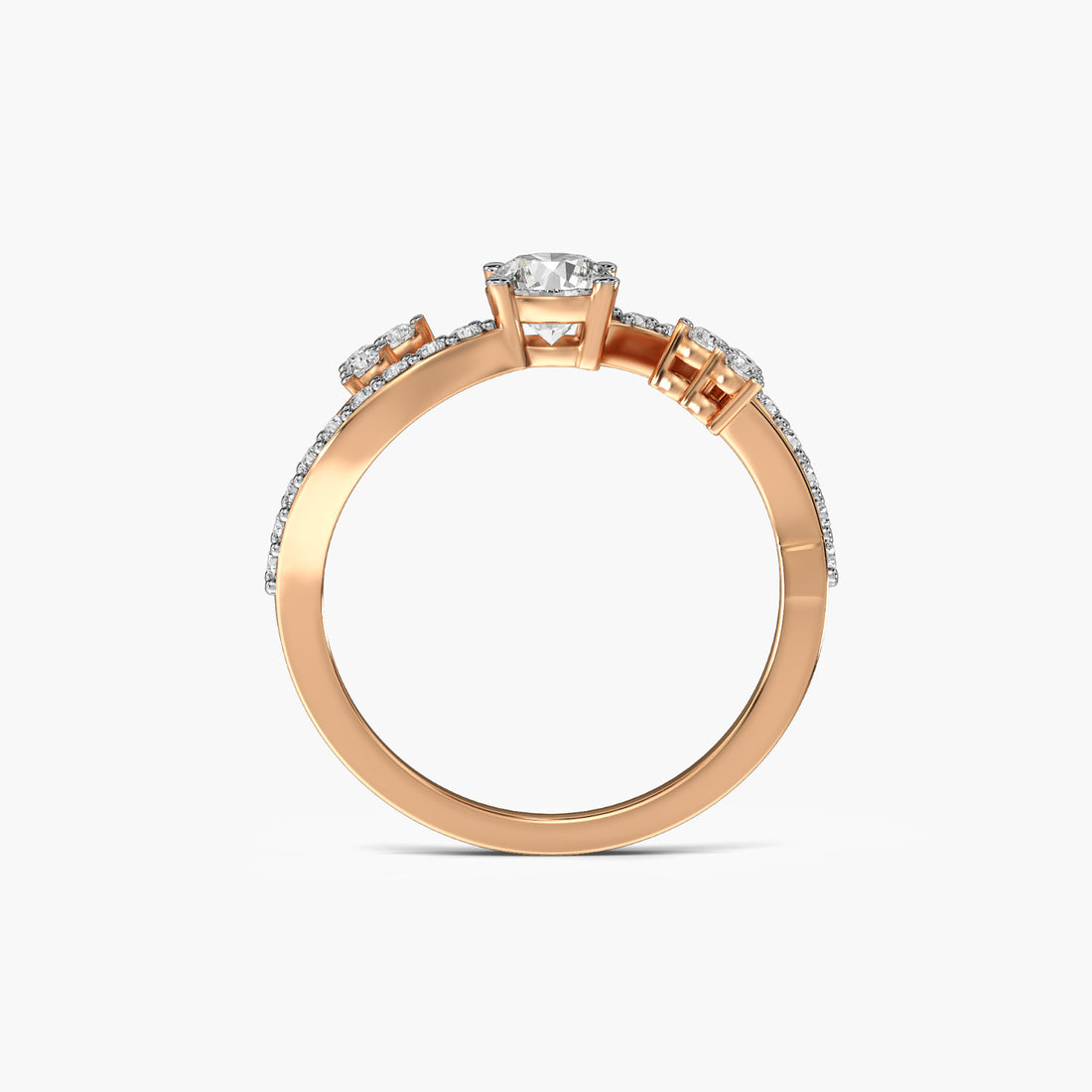 Whirl Bloom Ring - Front View in Rose Gold - Diamond Ring by Moena