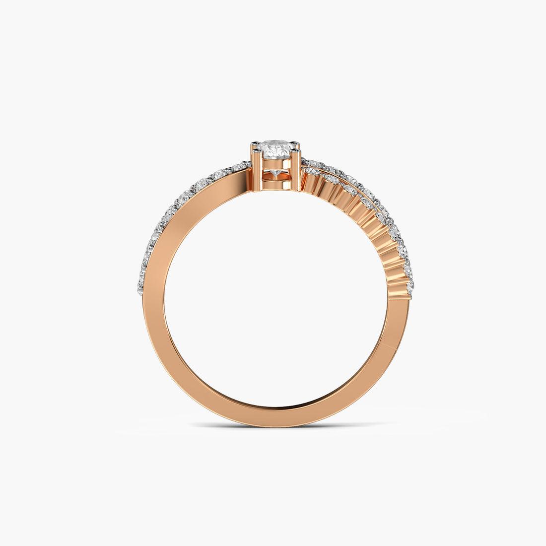 Infinity Sparkle Ring - Front View in Rose Gold - Diamond Ring by Moena