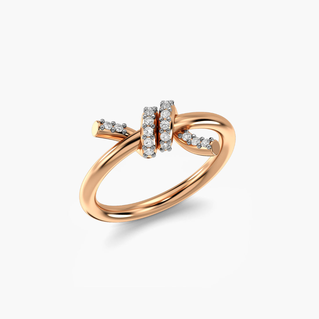 Love Knot Ring - 3D View in Rose Gold - Diamond Ring by Moena