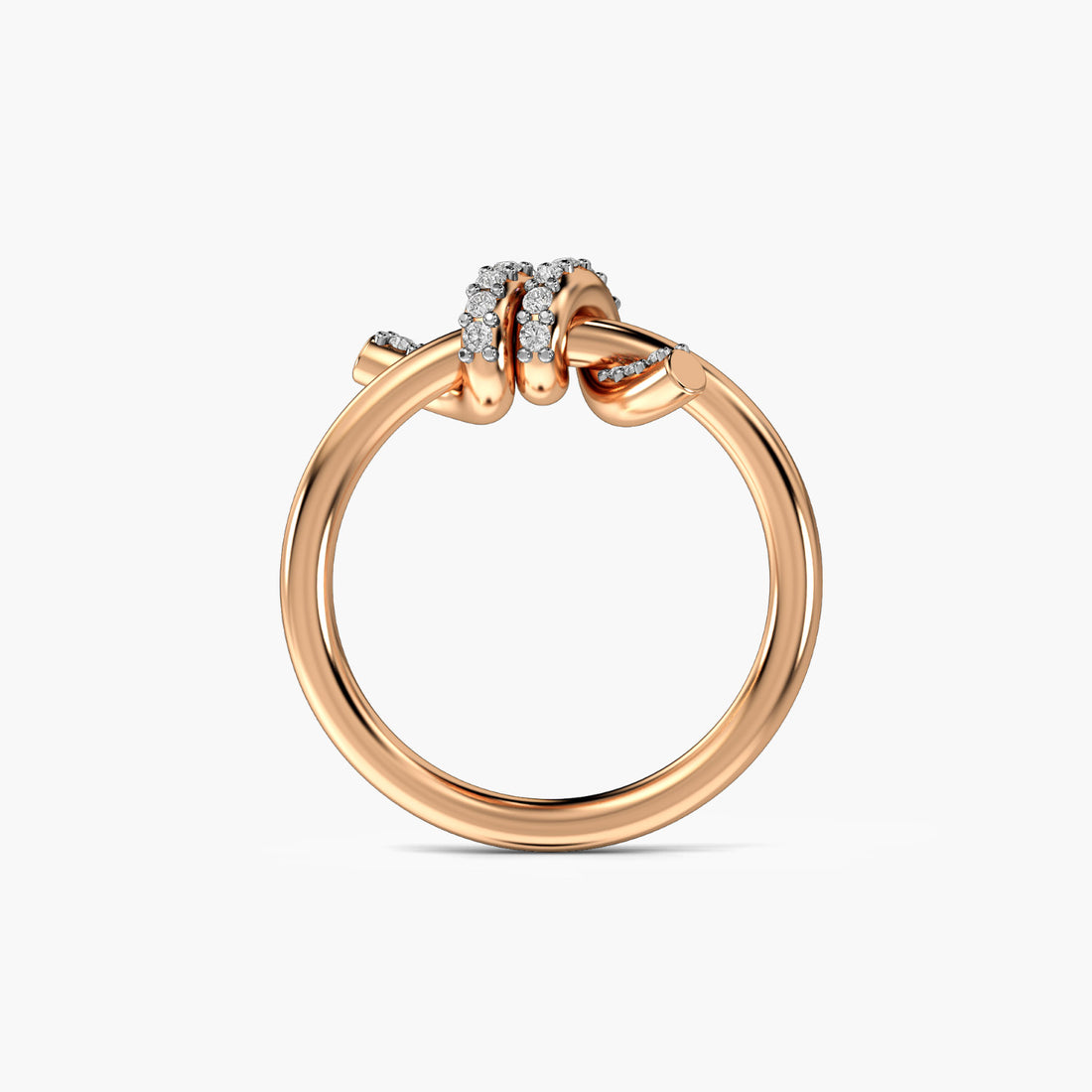 Love Knot Ring - Front View in Rose Gold - Diamond Ring by Moena
