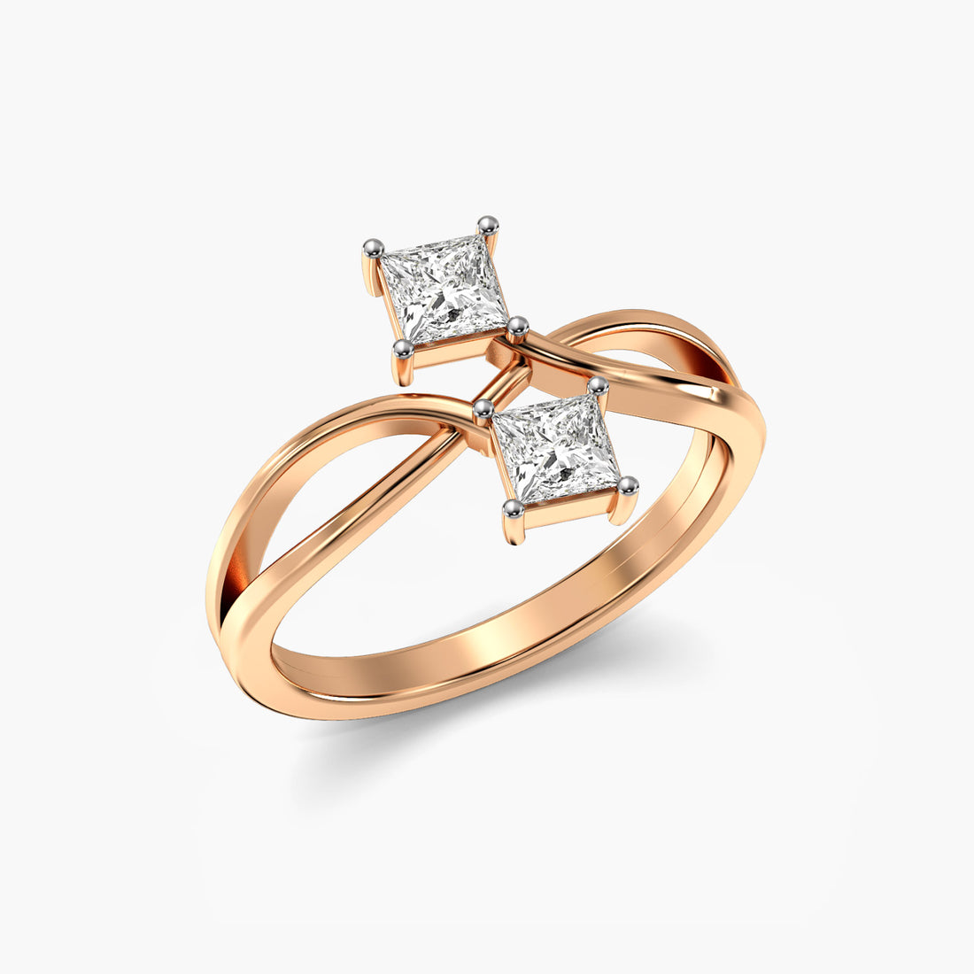 Twist of Elegance - 3D View in Rose Gold - Diamond Ring by Moena