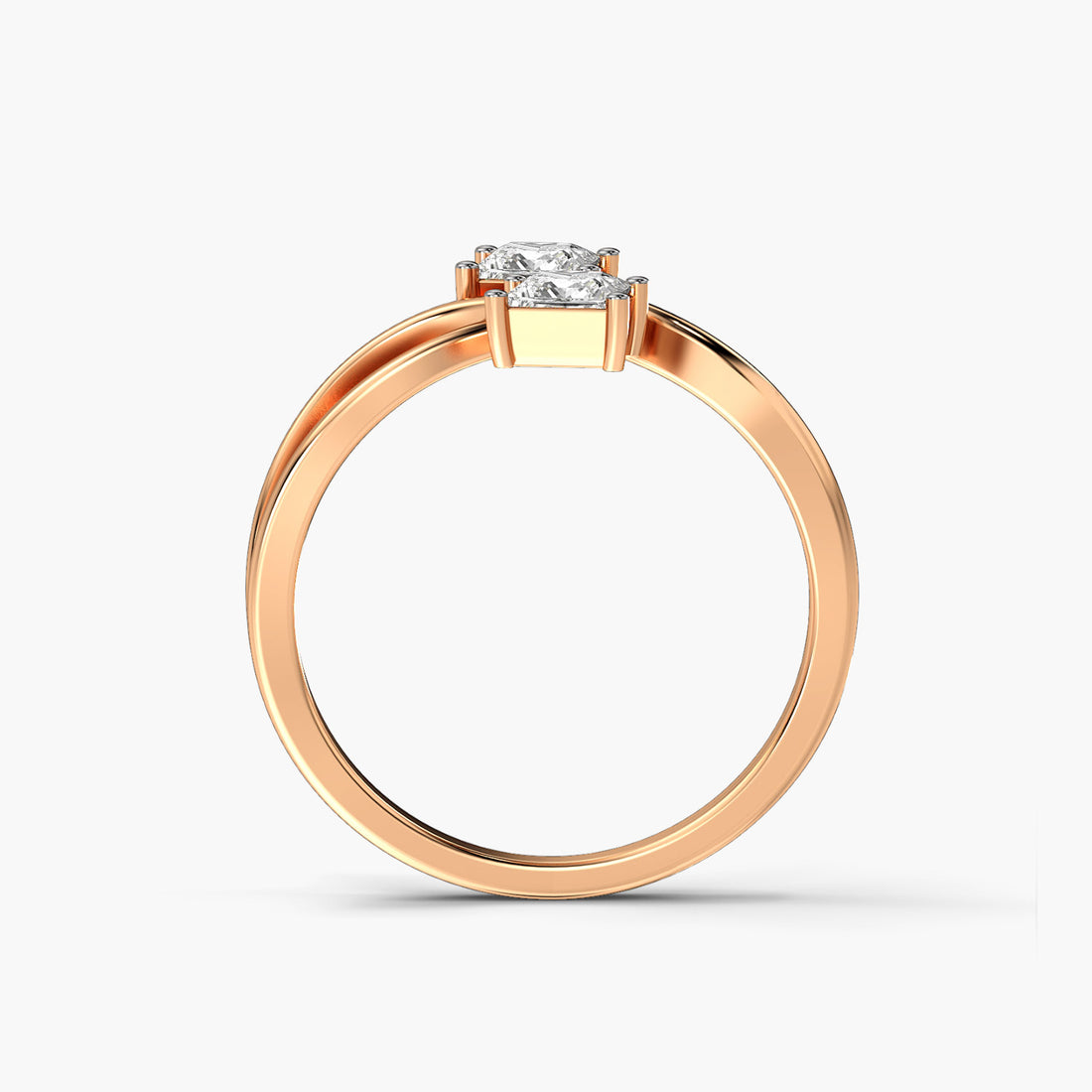 Twist of Elegance - Front View in Rose Gold - Diamond Ring by Moena