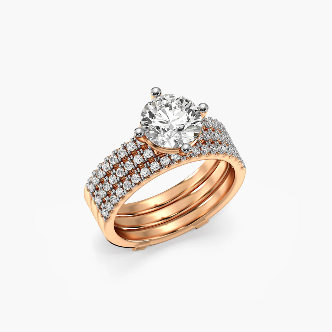 Radiant Stature - 3D View in Rose Gold - Radiant Diamond Ring by Moena
