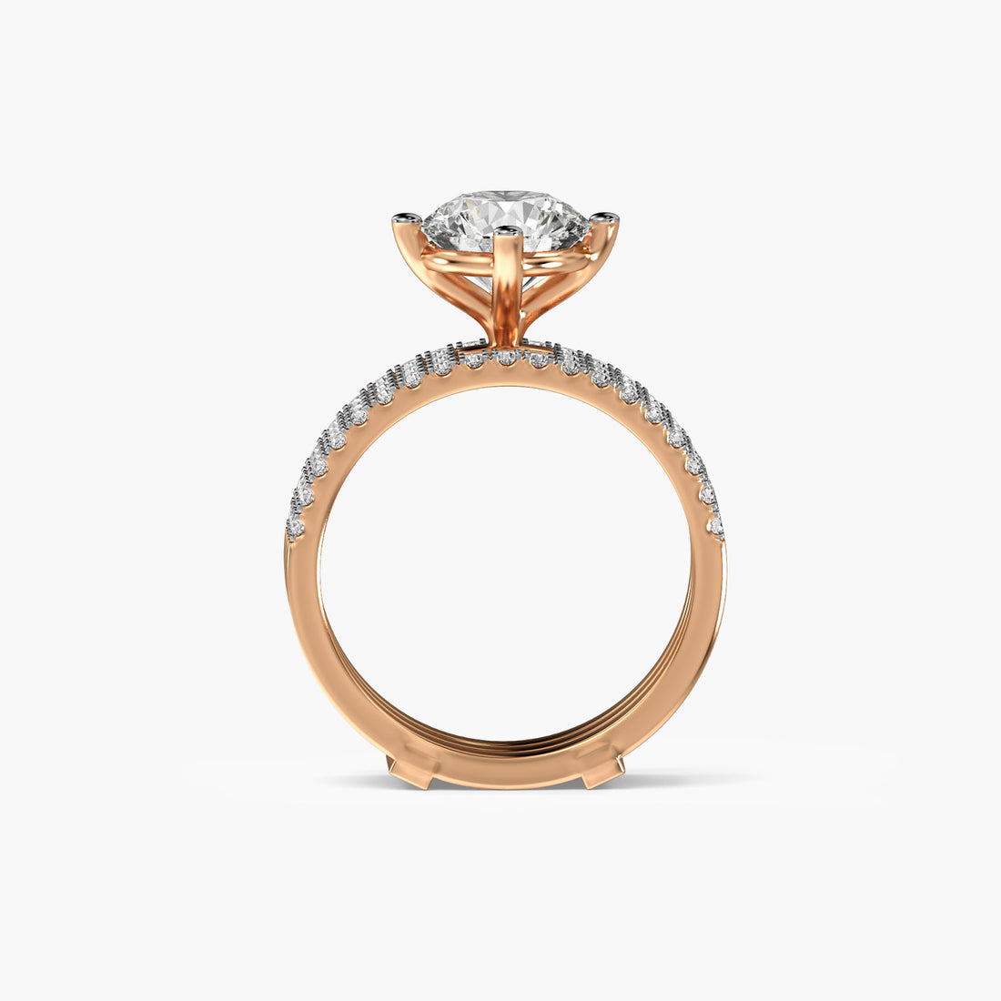 Radiant Stature - Front View in Rose Gold - Radiant Diamond Ring by Moena