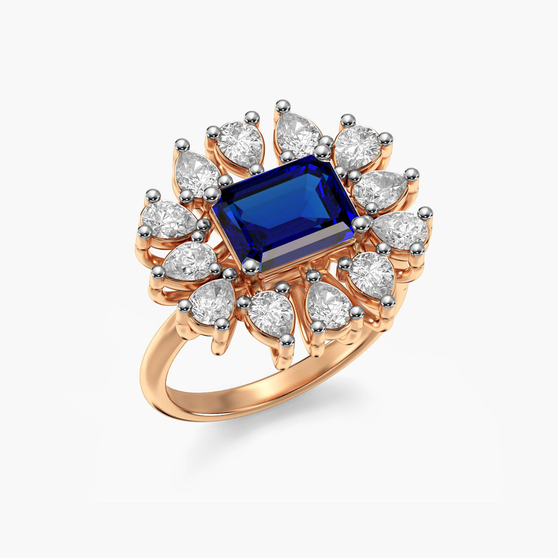 Aurora Bloom Ring - 3D View in Rose Gold - Diamond Ring by Moena