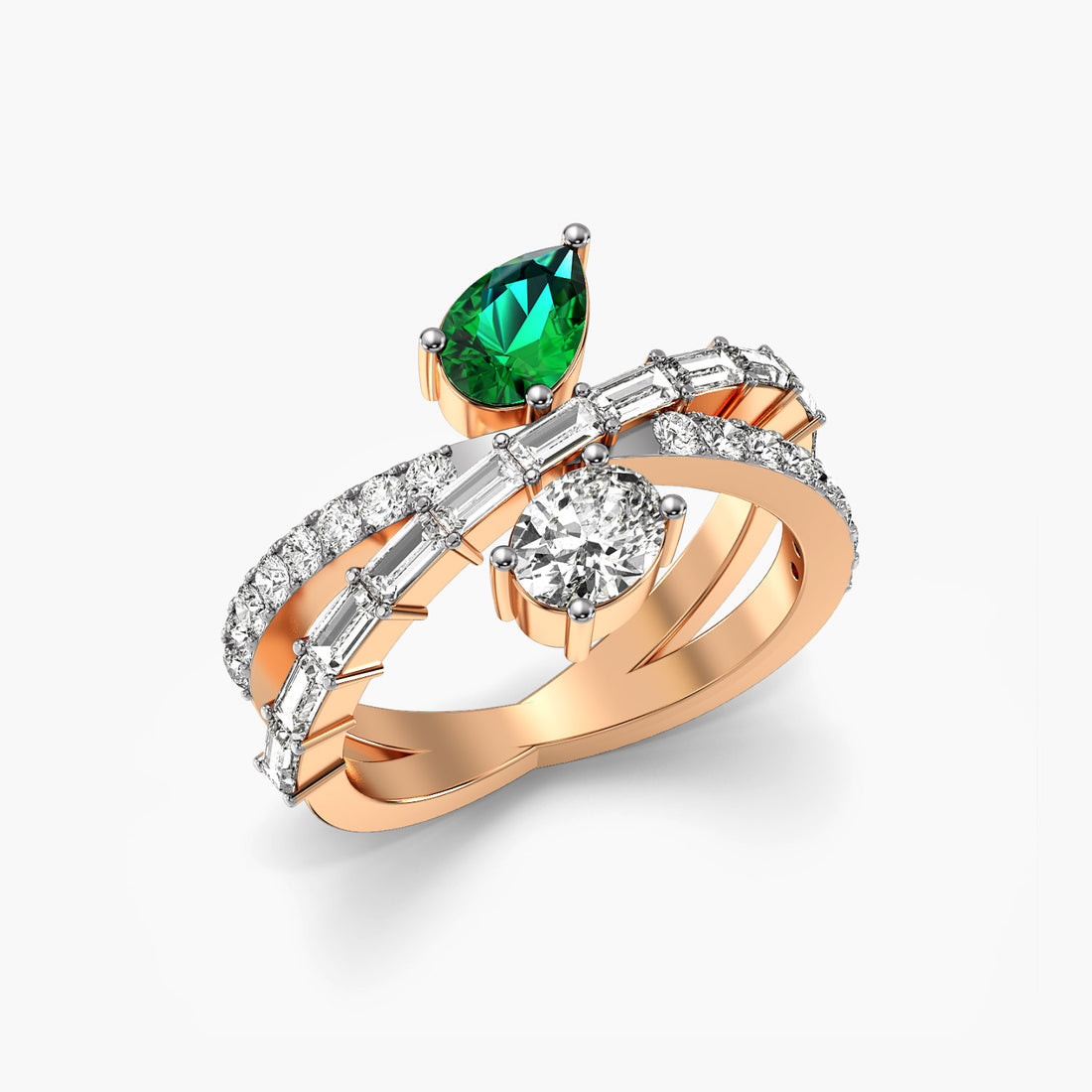 Luxe Fusion - 3D View in Rose Gold - Diamond Ring by Moena
