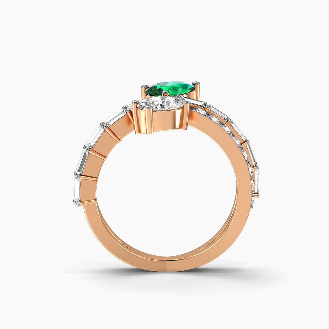 Luxe Fusion - Front View in Rose Gold - Diamond Ring by Moena