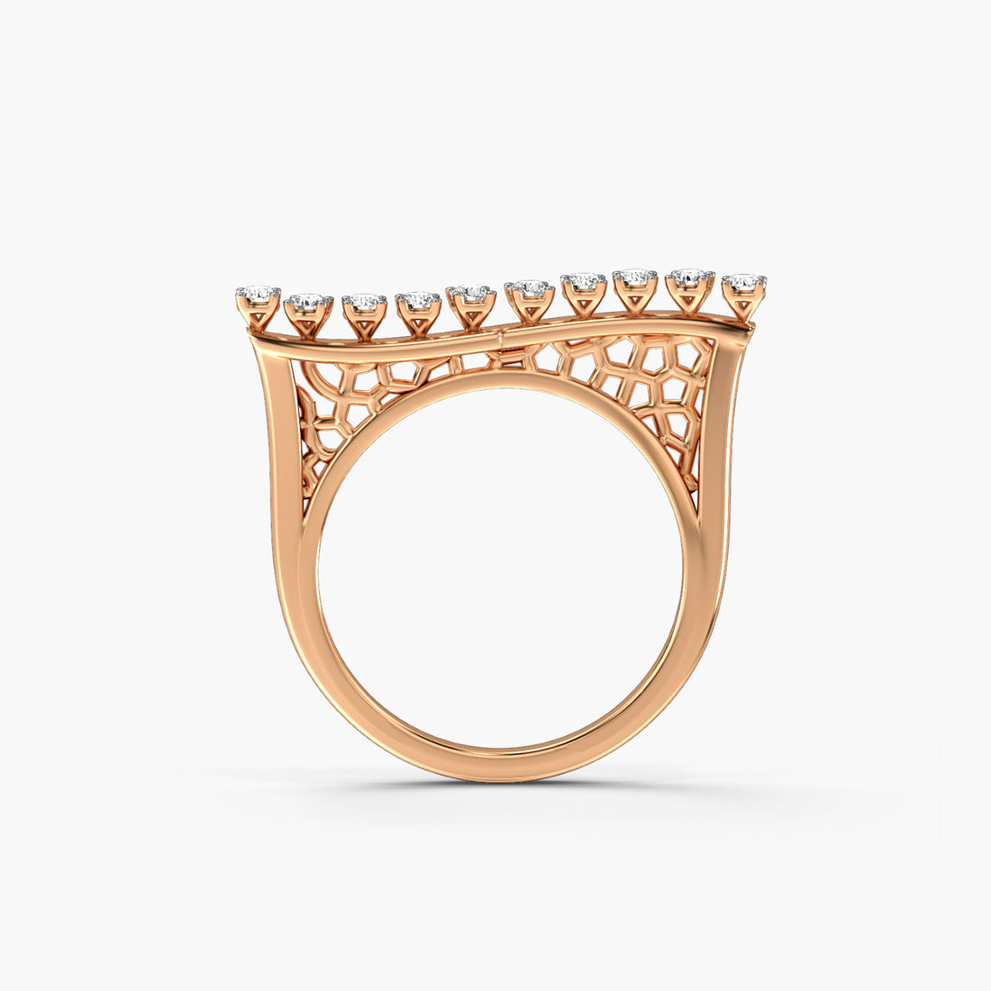 Diamond Horizon - Front View in Rose Gold - Diamond Ring by Moena