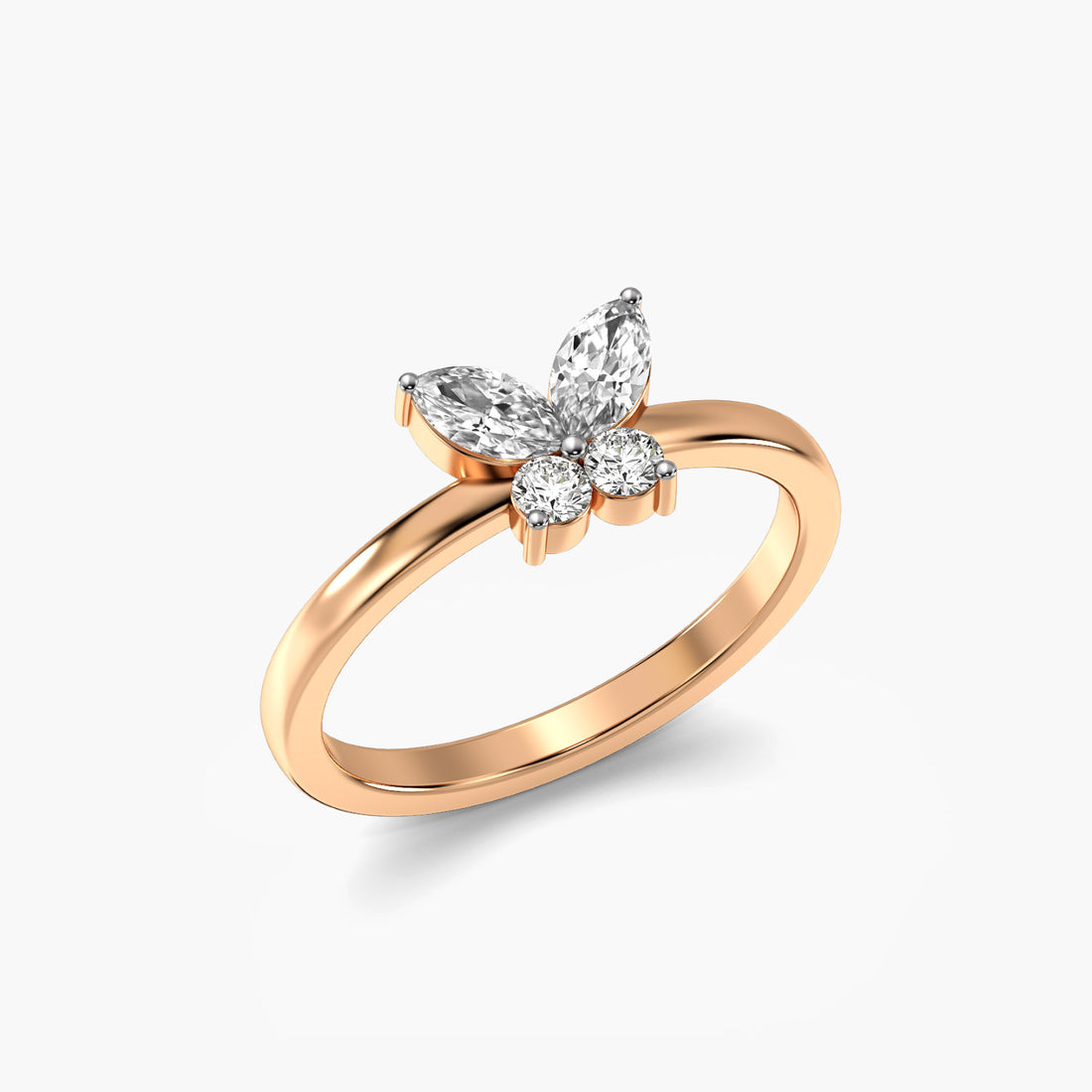Wings of Light - 3D View in Rose Gold - Diamond Ring by Moena