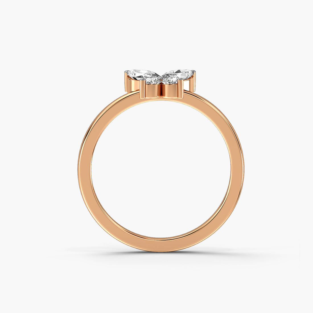 Wings of Light - Front View in Rose Gold - Diamond Ring by Moena