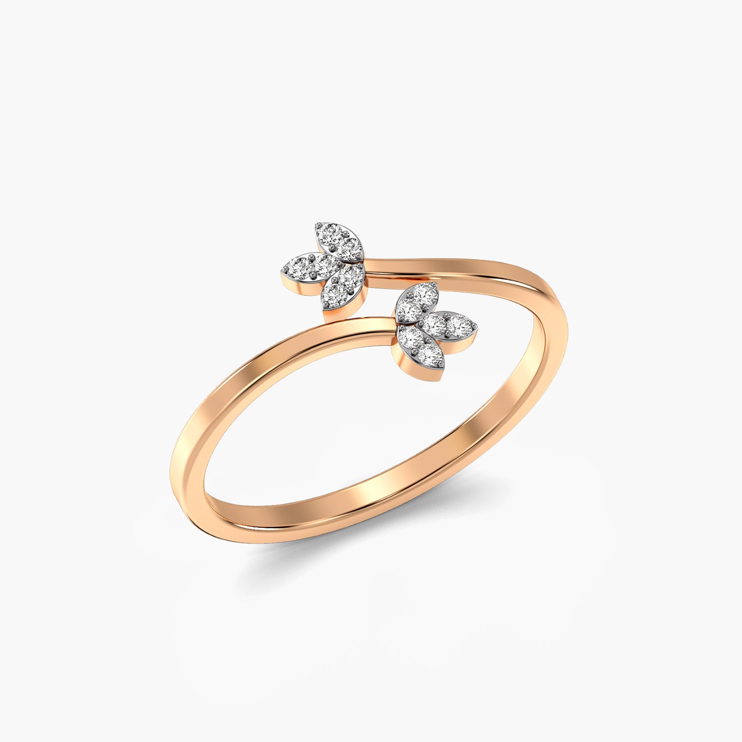 Leaf of Life - 3D View in Rose Gold - Diamond Ring by Moena