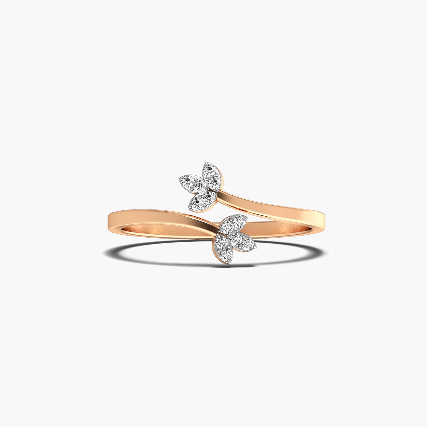 Leaf of Life - Top View in Rose Gold - Diamond Ring by Moena