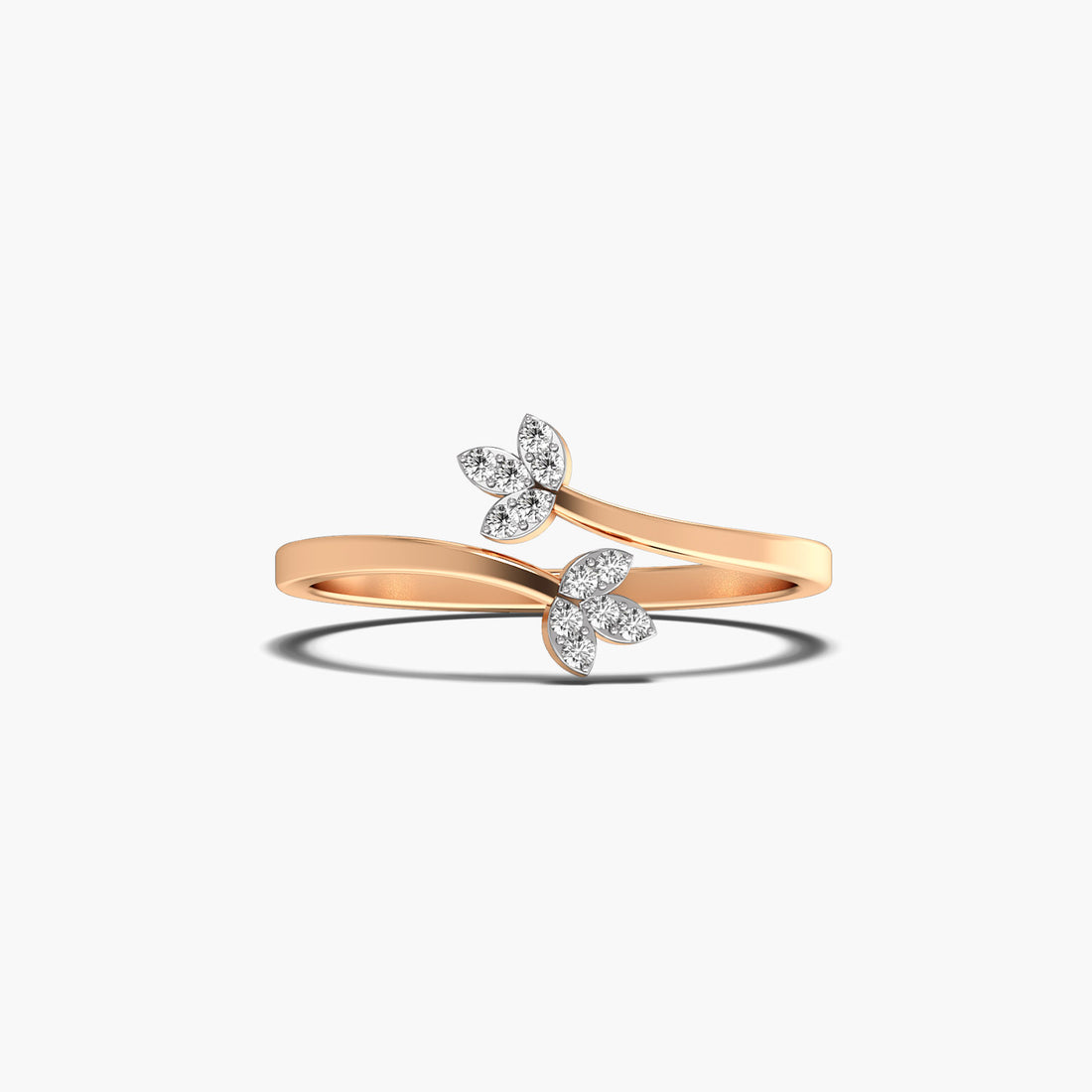 Leaf of Life - Top View in Rose Gold - Diamond Ring by Moena