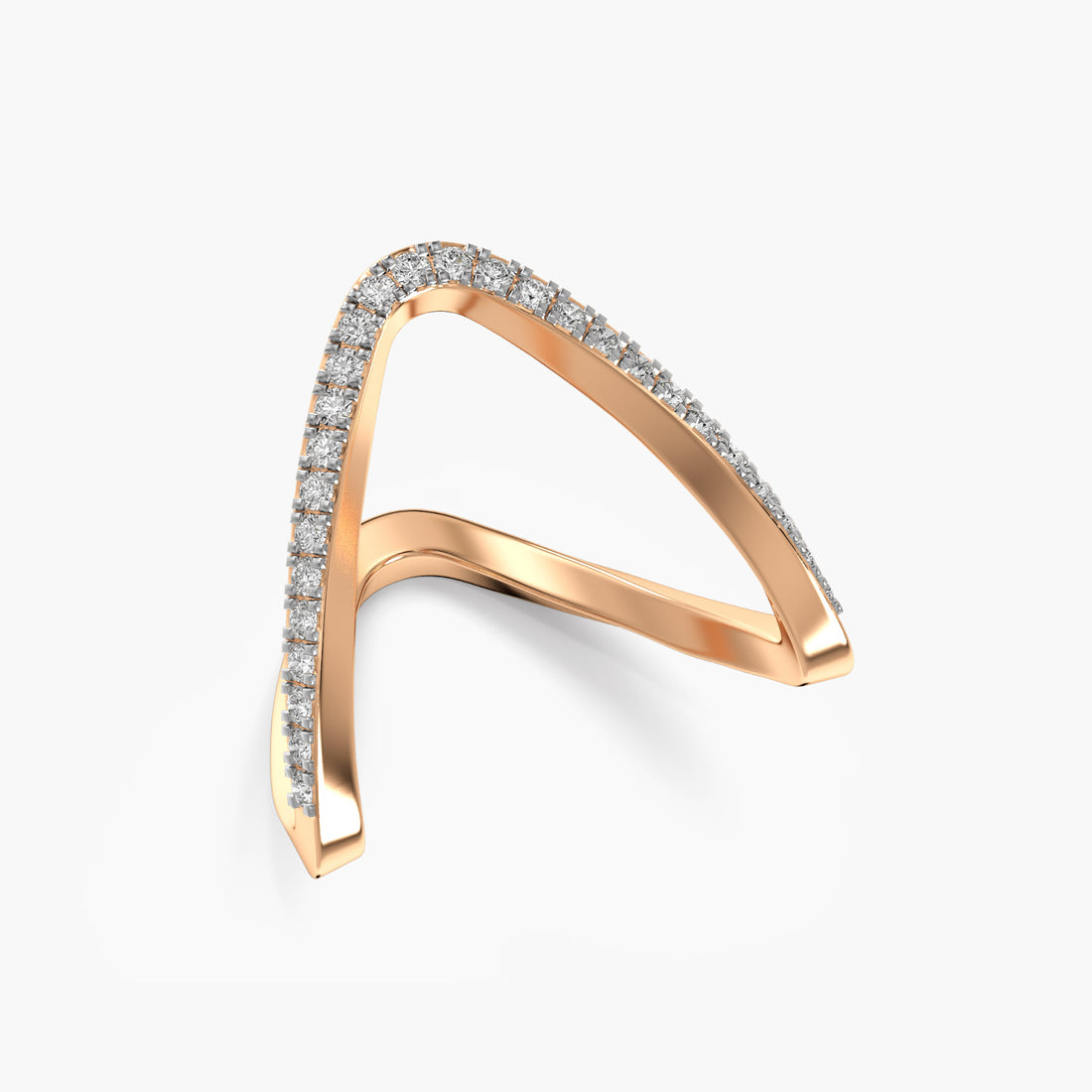 Chevron Lab-Grown Diamond Ring - 3D View in Rose Gold - Diamond Ring by Moena