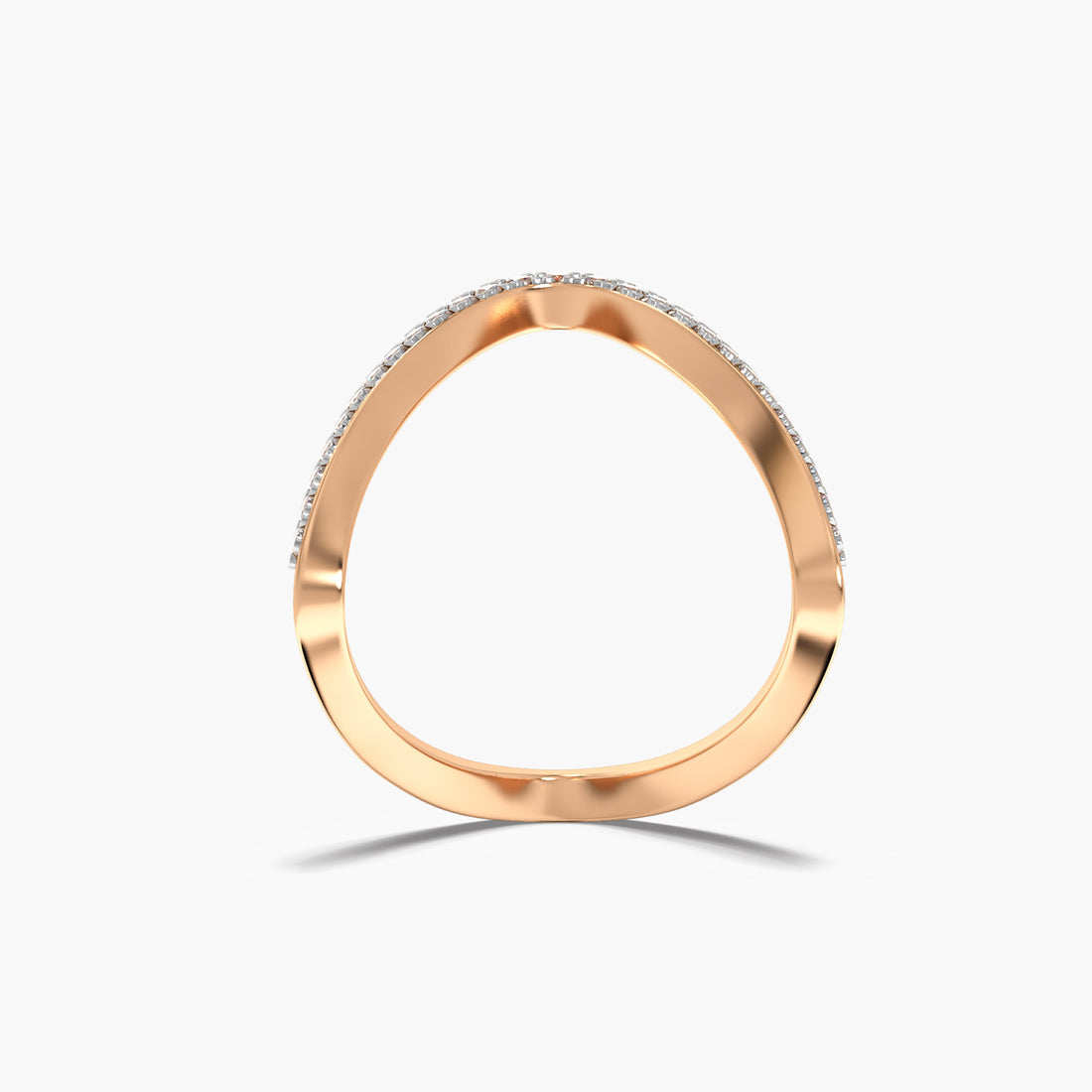 Chevron Lab-Grown Diamond Ring - Front View in Rose Gold - Diamond Ring by Moena