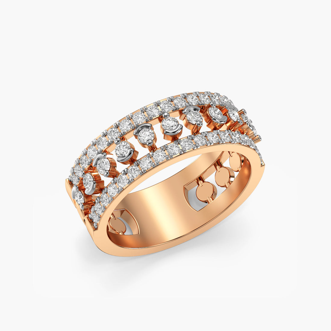 Celestial Cascade Band - 3D View in Rose Gold - Diamond Ring by Moena