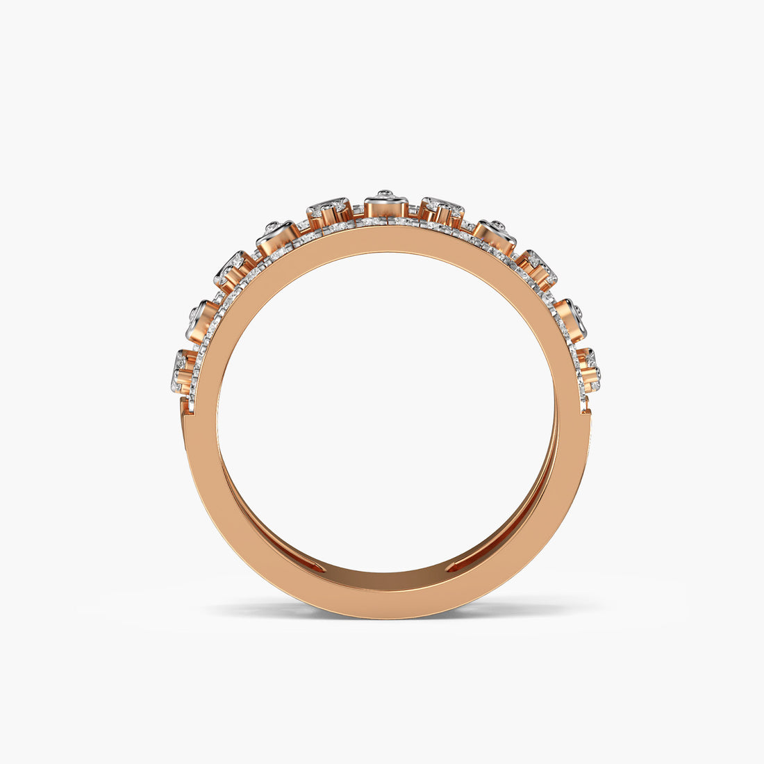 Celestial Cascade Band - Front View in Rose Gold - Diamond Ring by Moena