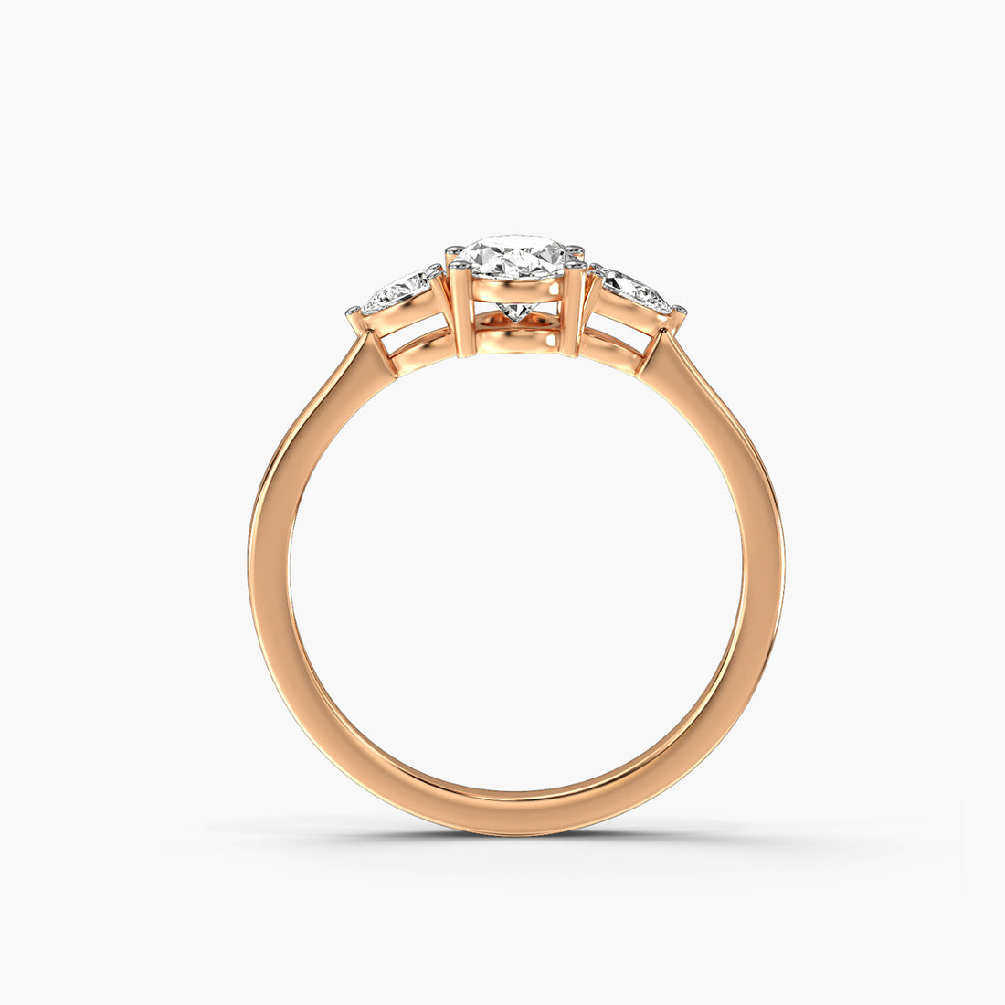 Opera 2 stoned ring - Front View in Rose Gold - Diamond Ring by Moena