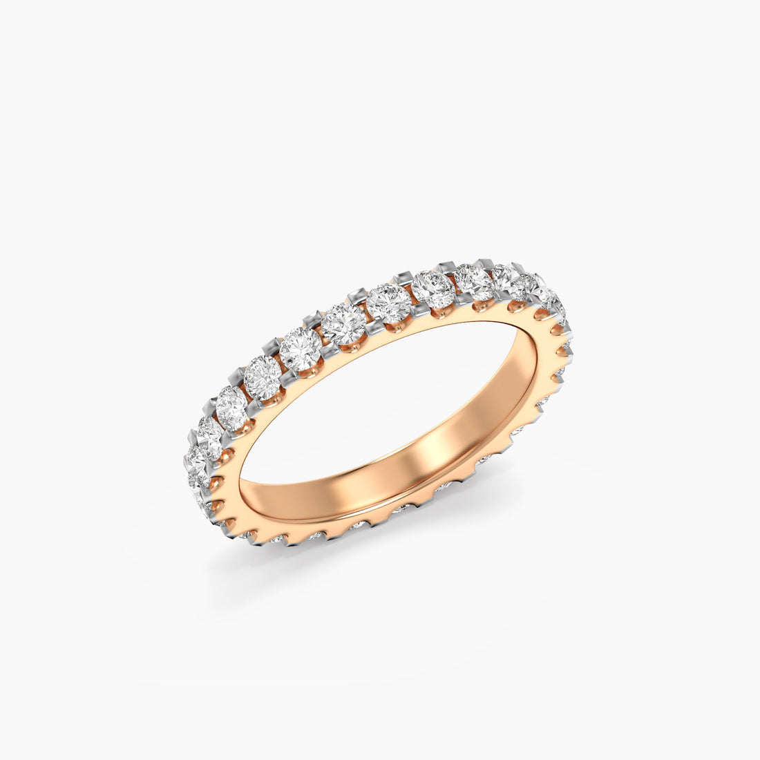 Lab-Grown Diamond Classic Eternity Band - 3D View in Rose Gold - Diamond Ring by Moena