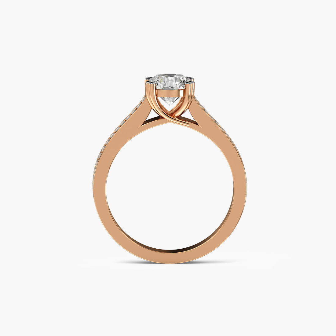 Radiant Grace - Front View in Rose Gold - Radiant Diamond Ring by Moena
