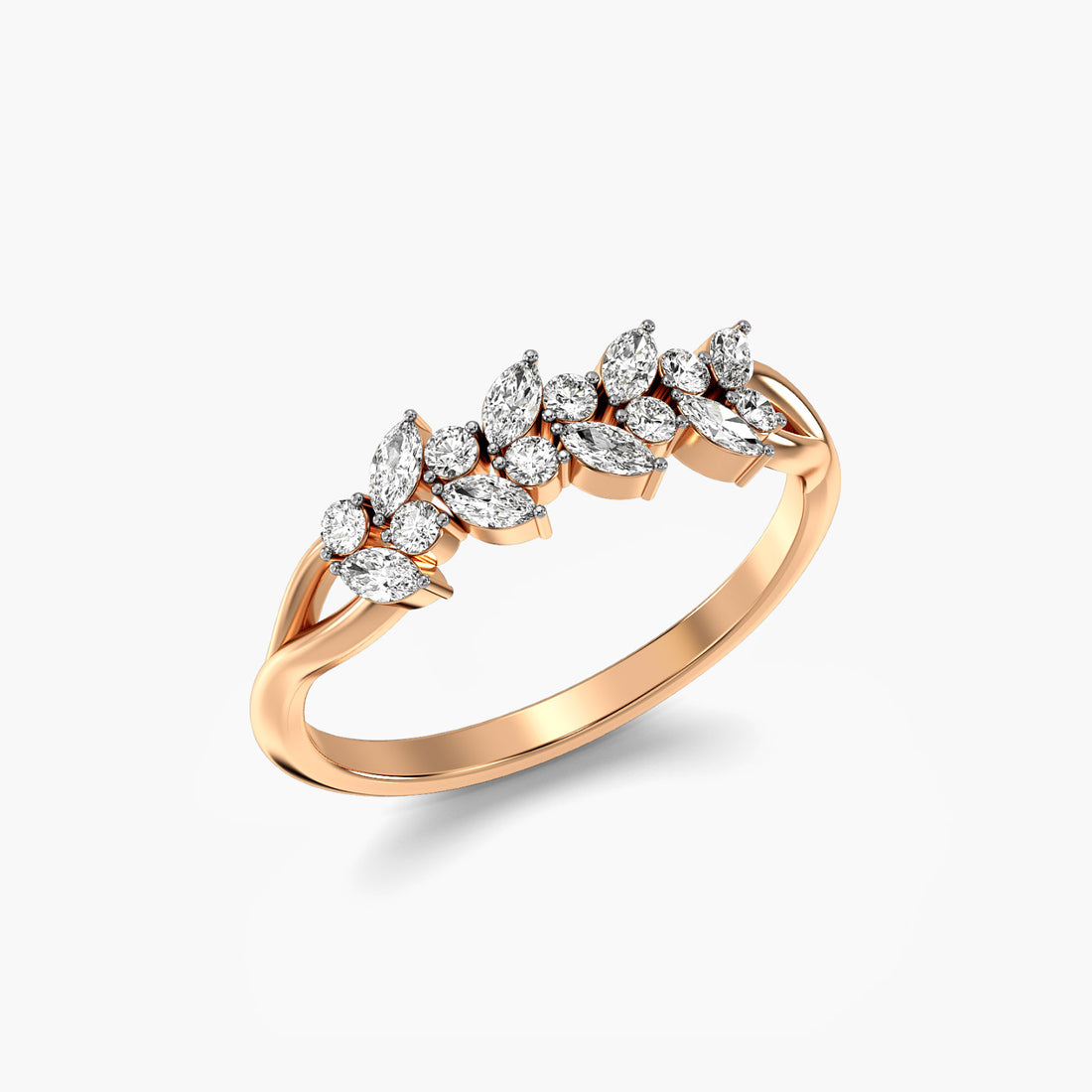 Dawn & Dusk - 3D View in Rose Gold - Diamond Ring by Moena