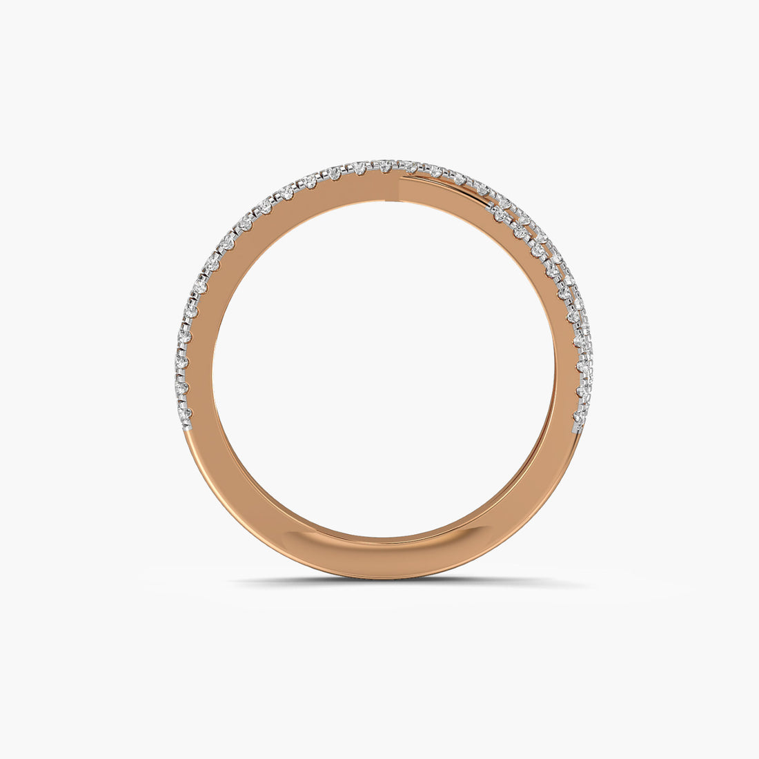 Crisscross Elegance Band - Front View in Rose Gold - Diamond Ring by Moena