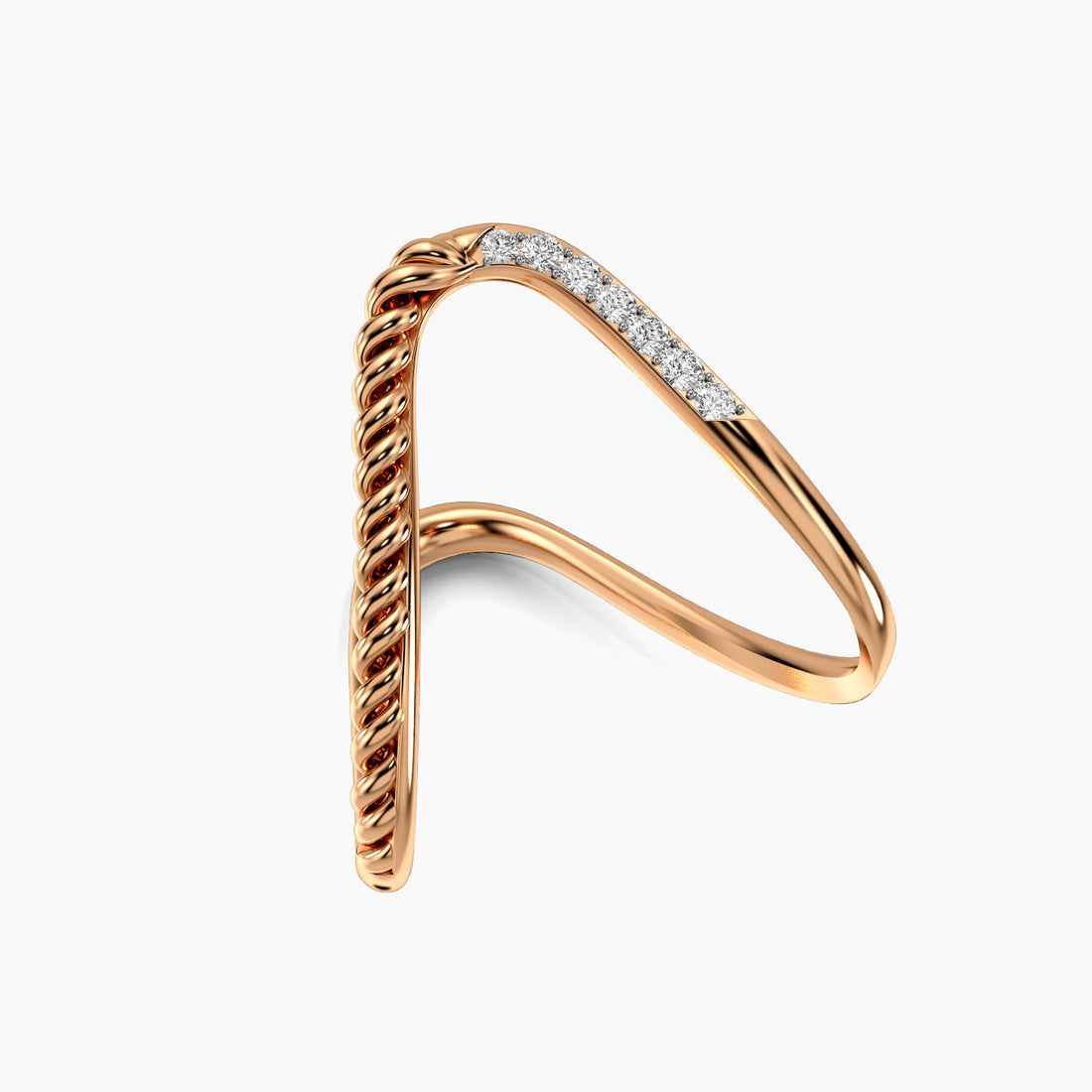 V-Serenity - 3D View in Rose Gold - Diamond Ring by Moena