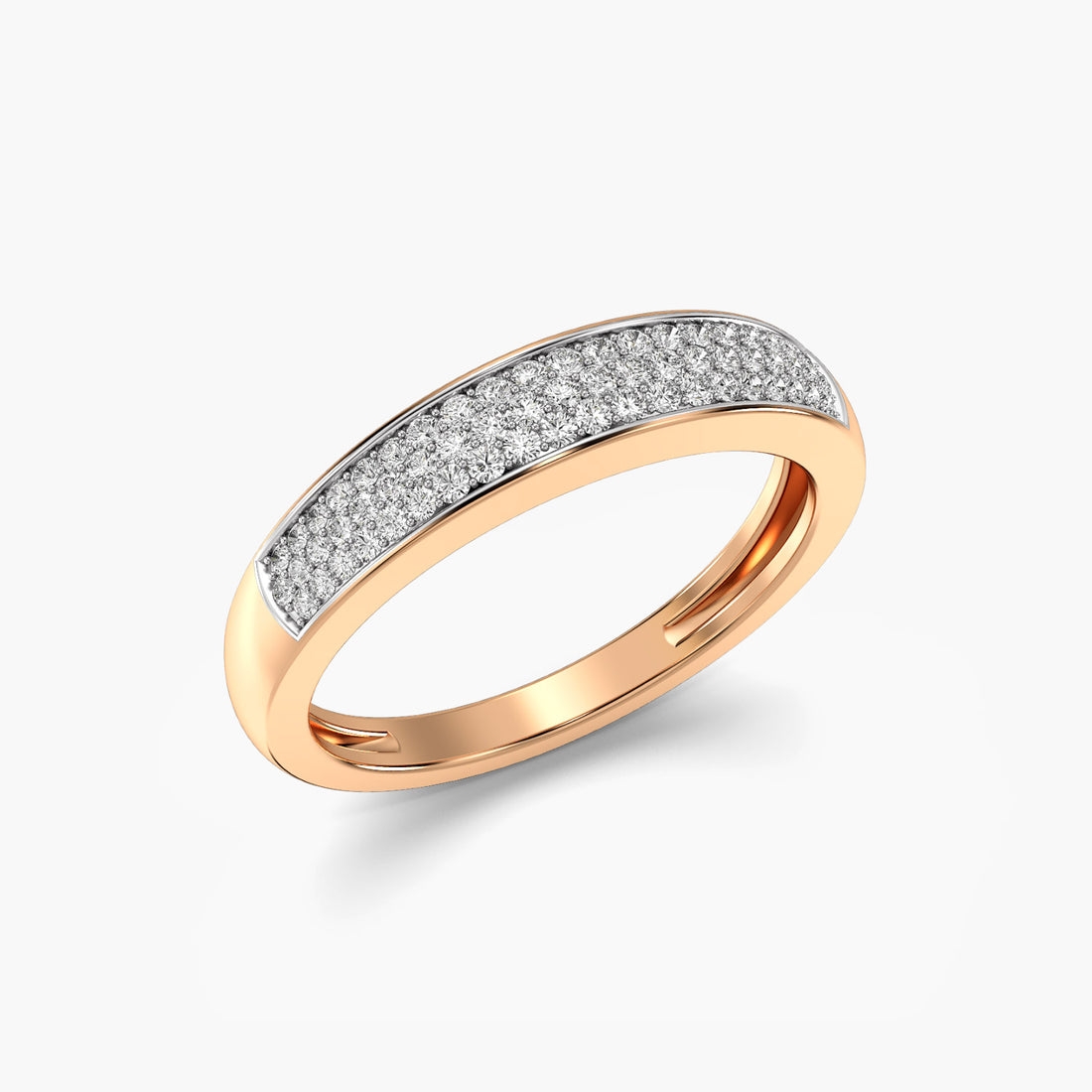 Radiant Pave Band - 3D View in Rose Gold - Radiant Diamond Ring by Moena