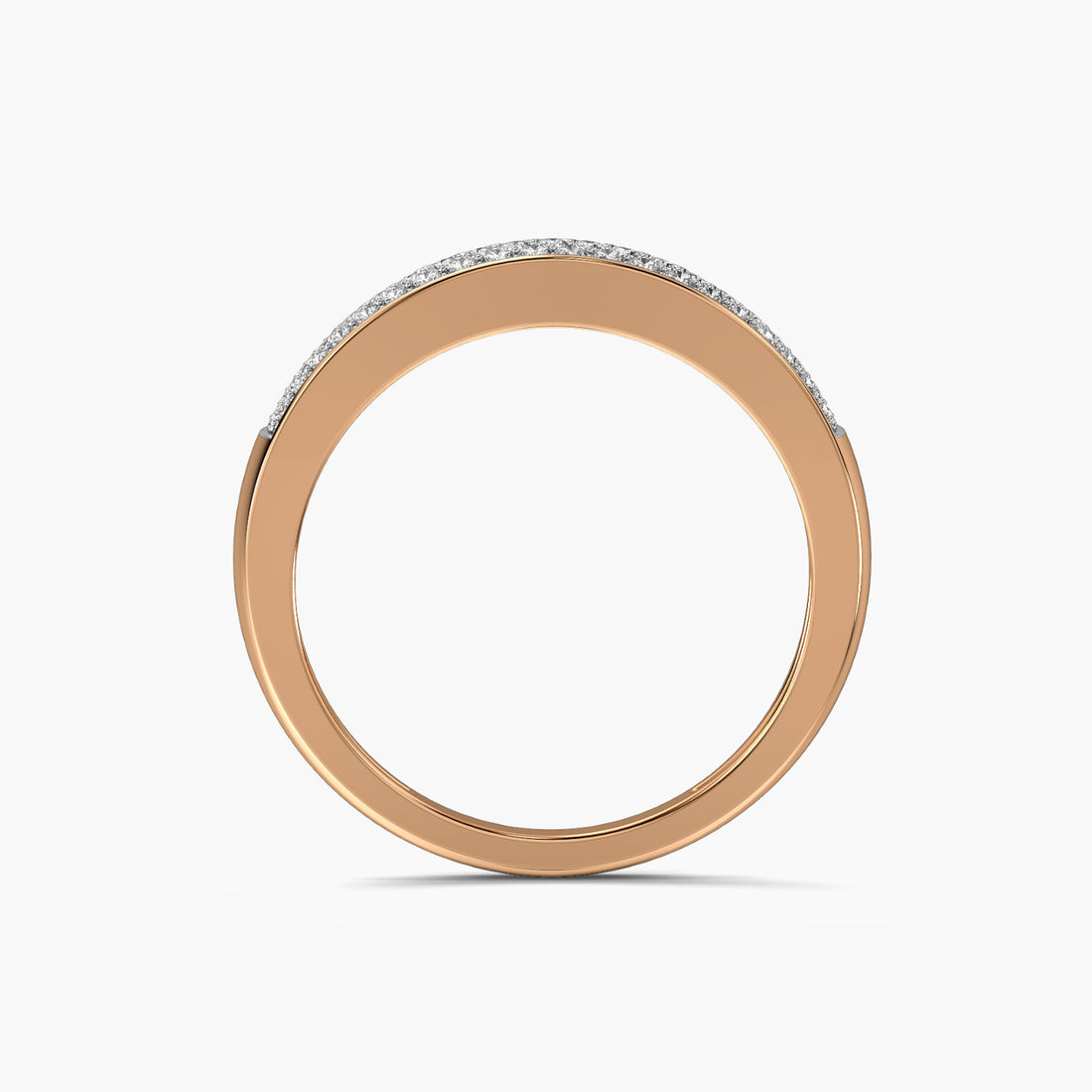 Radiant Pave Band - Front View in Rose Gold - Radiant Diamond Ring by Moena