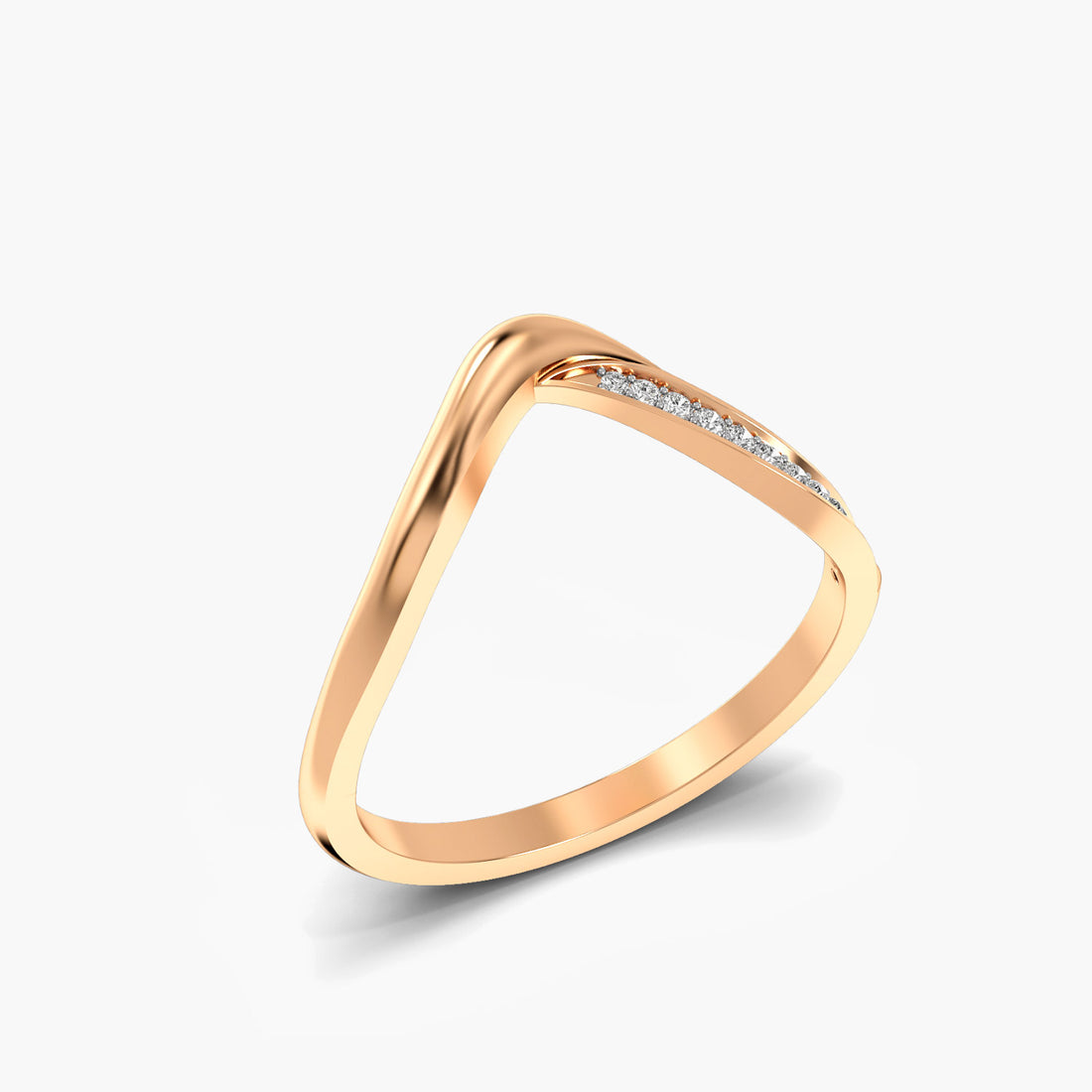 V-Gleam - 3D View in Rose Gold - Diamond Ring by Moena